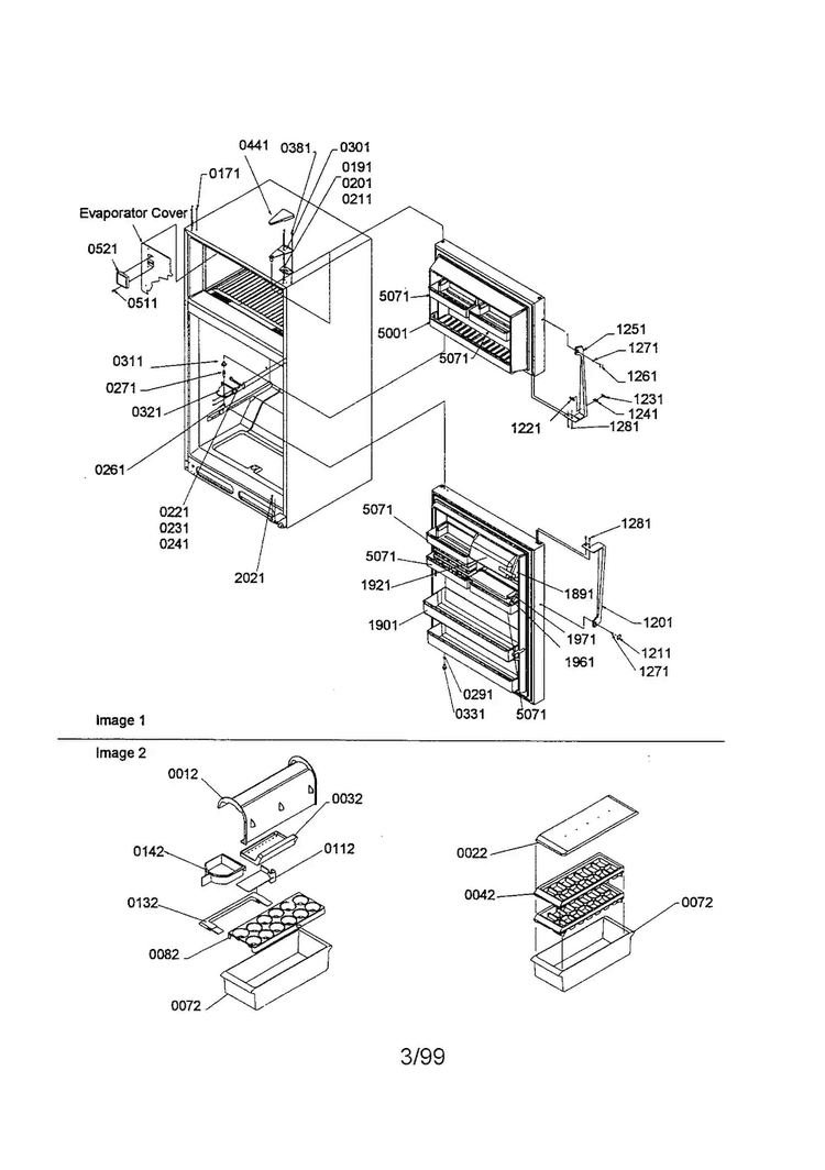 Door/hinges/accessories Diagram and Parts List for TS25TE-P1308001WE  Amana Refrigerator
