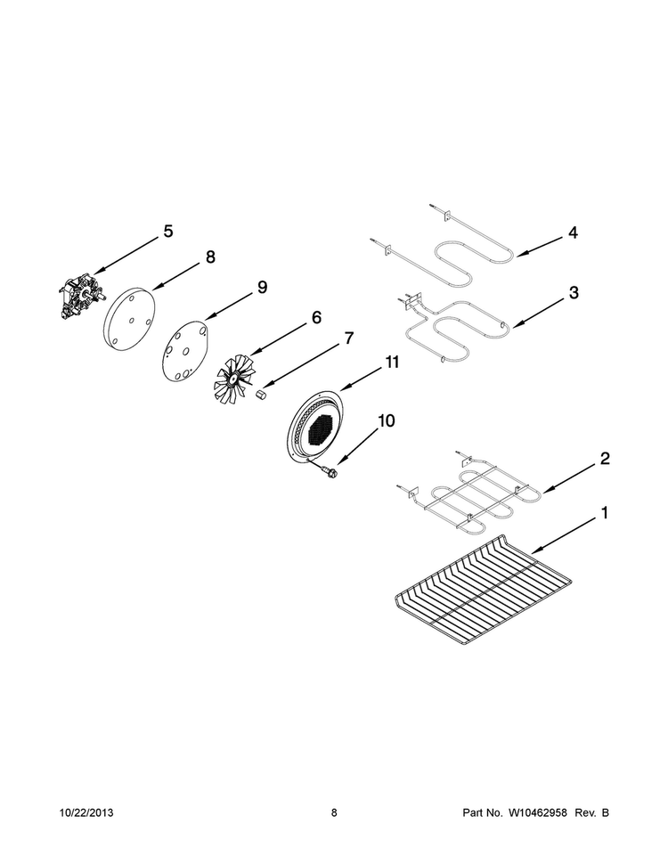 Internal Oven Parts Diagram and Parts List for MET8775XW01  Maytag Range