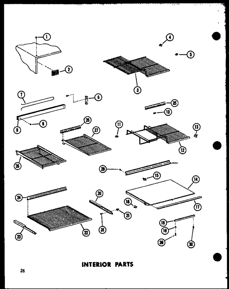 Interior Parts Diagram and Parts List for TC18C-C-P73500-16WC  Amana Refrigerator