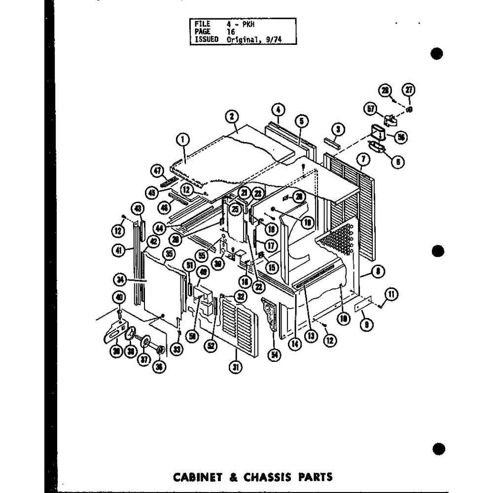 Cabinet & Chassis Parts 2 Diagram and Parts List for D54475-1 P54475-1C Amana Air Conditioner