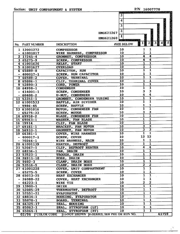 Unit Compartment And System Page 2 Diagram and Parts List for 621260  Admiral Refrigerator