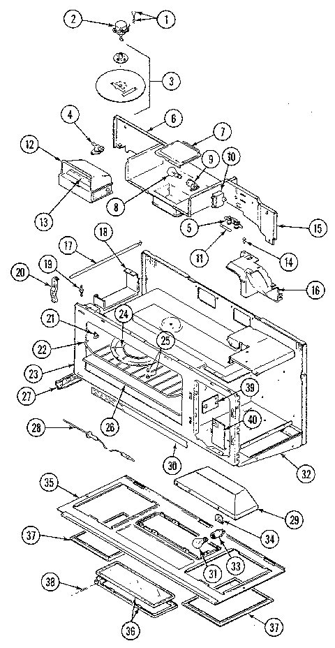 Oven Liner Diagram and Parts List for M436  Jenn-Air Microwave