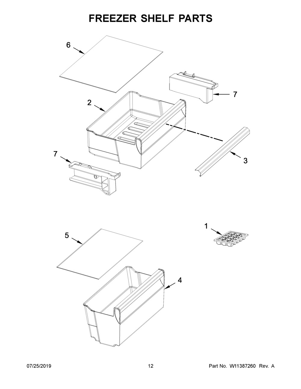 Freezer Shelf Parts Diagram and Parts List for JBBFX24NHX00  Maytag Refrigerator