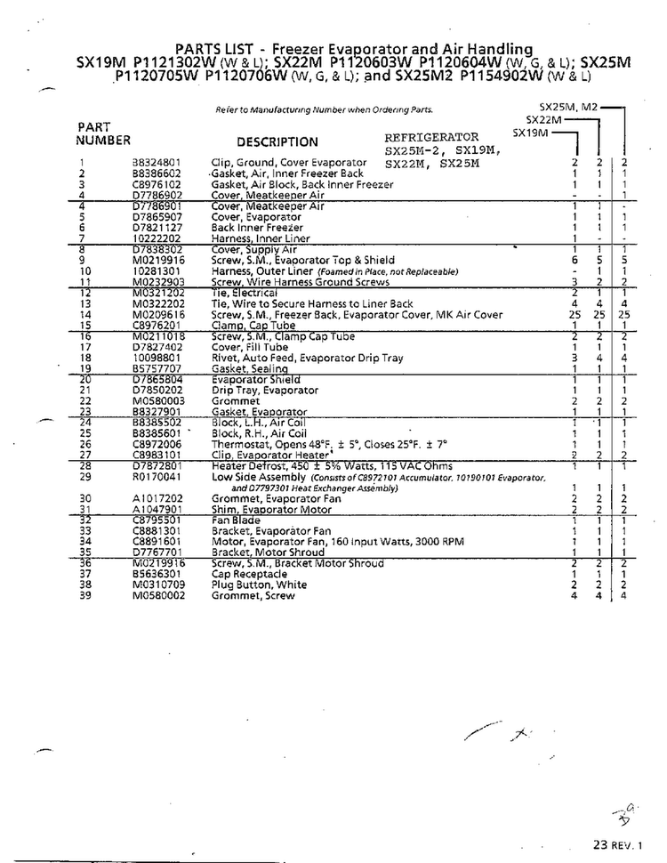 Freezer Evaporator And Air Handling Page 2 Diagram and Parts List for SX22M  Amana Refrigerator