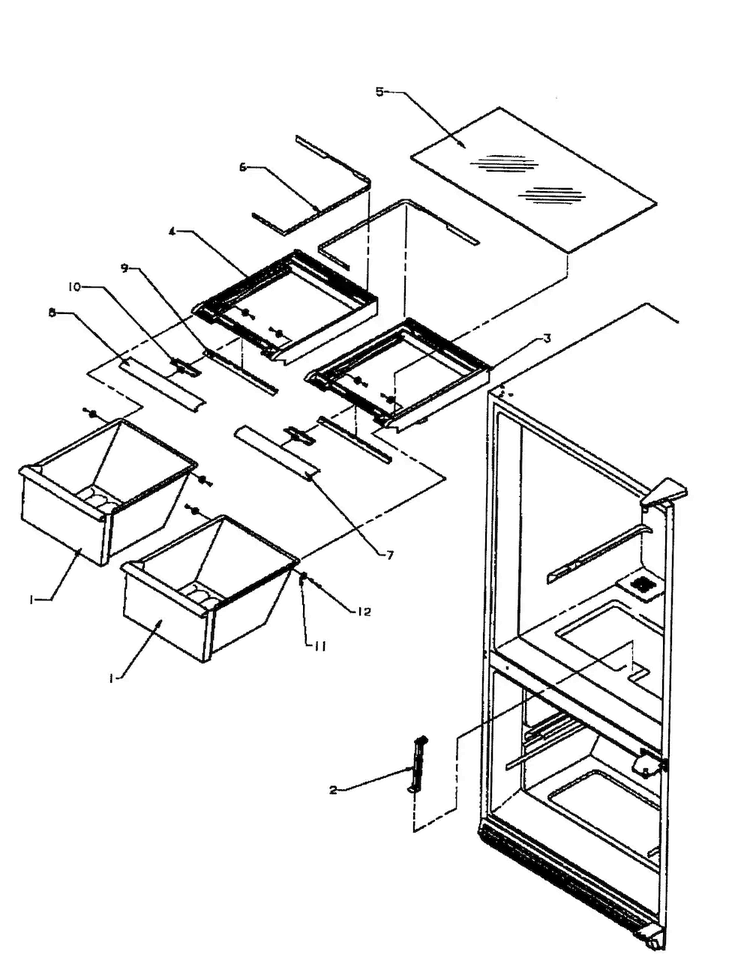 Crisper Diagram and Parts List for BX22RE-P1161602WE  Amana Refrigerator