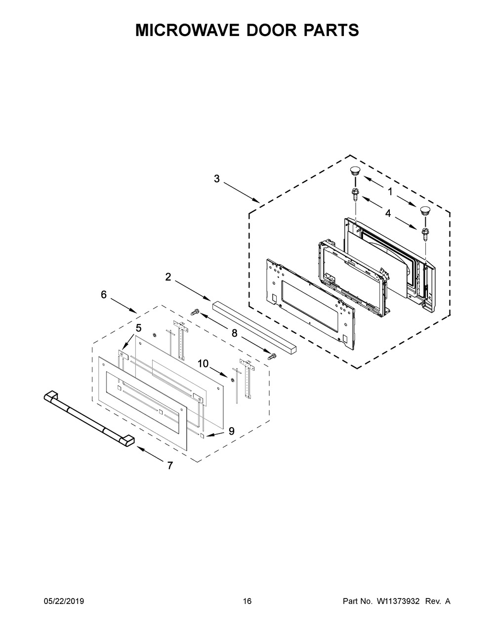 Microwave Door Parts Diagram and Parts List for JMW2430IL02  Maytag Microwave Oven Combo