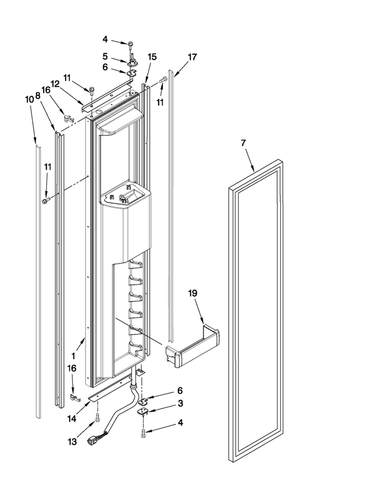 Freezer Door Parts Diagram and Parts List for JS42CXDUDB02  Jenn-Air Refrigerator