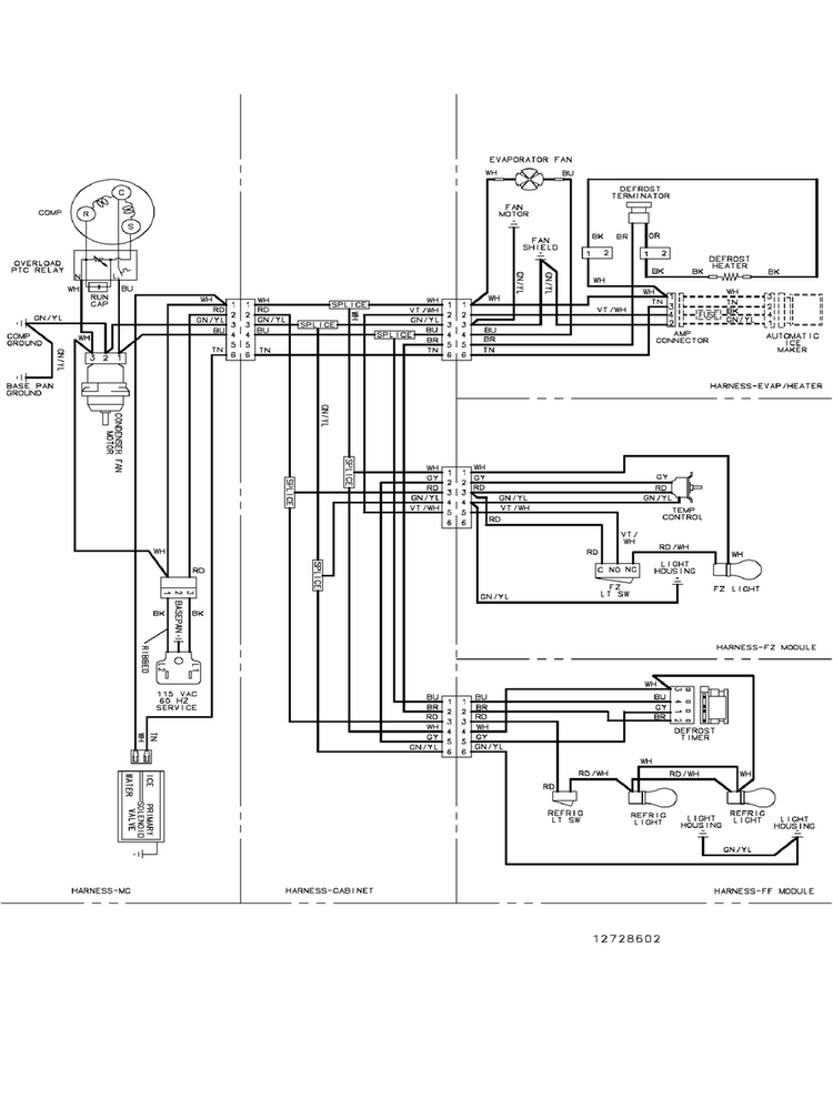 Wiring Information Diagram and Parts List for CB22G6Q-PCB22G600C  Crosley Refrigerator