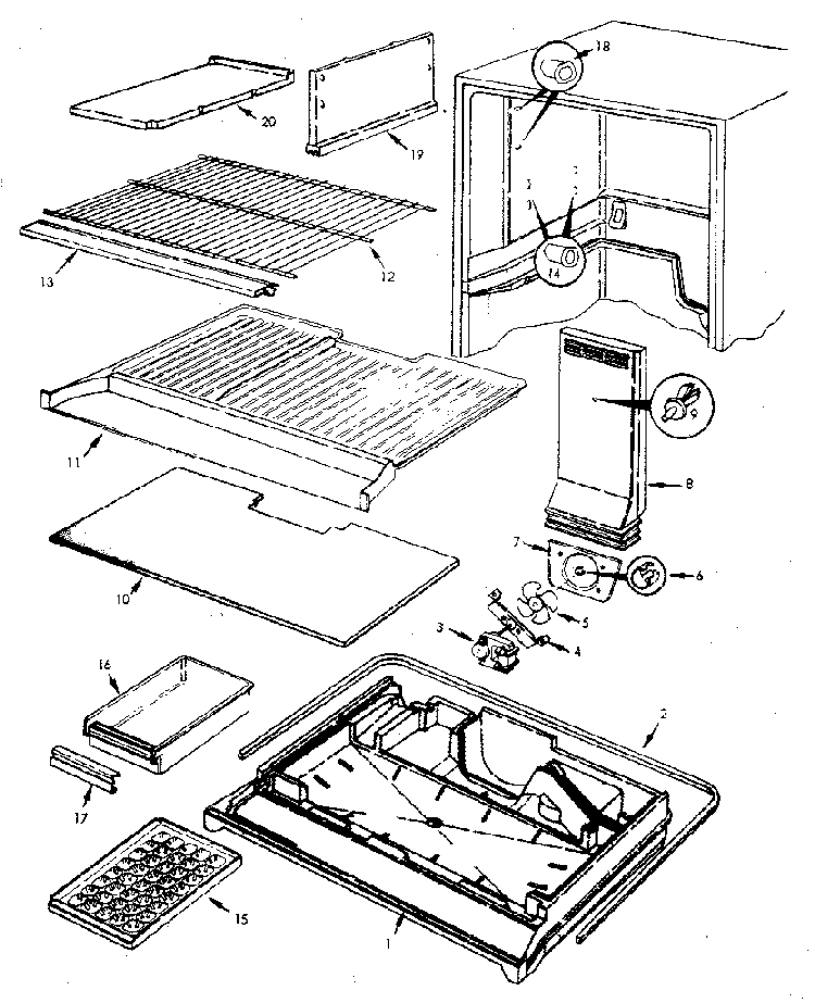 Refrigerator/freezer Compartment Diagram and Parts List for JRT173RB M7D71A Jenn-Air Refrigerator