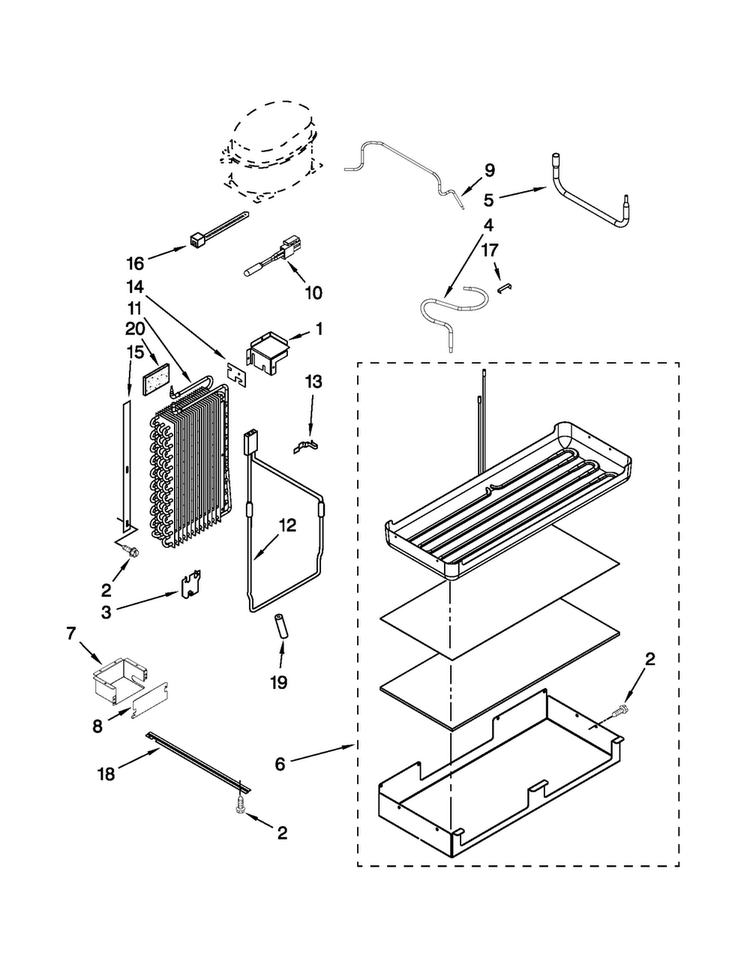 Lower Unit And Tube Parts Diagram and Parts List for JS48CXDBDB13  Jenn-Air Refrigerator