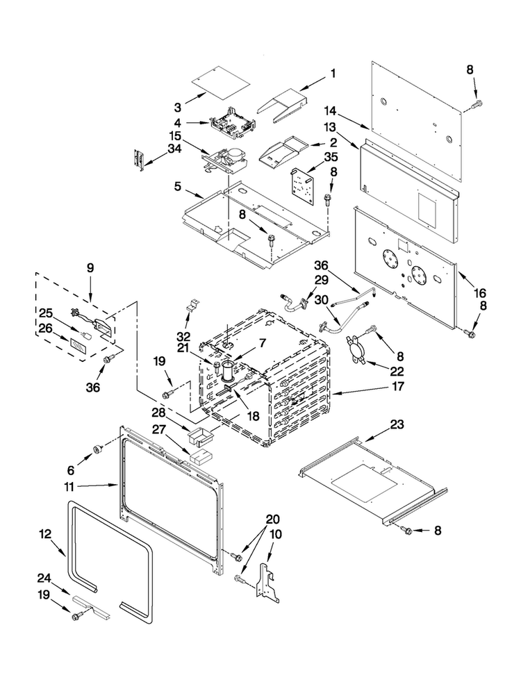 Oven Parts Diagram and Parts List for JGRP536WP01  Jenn-Air Range