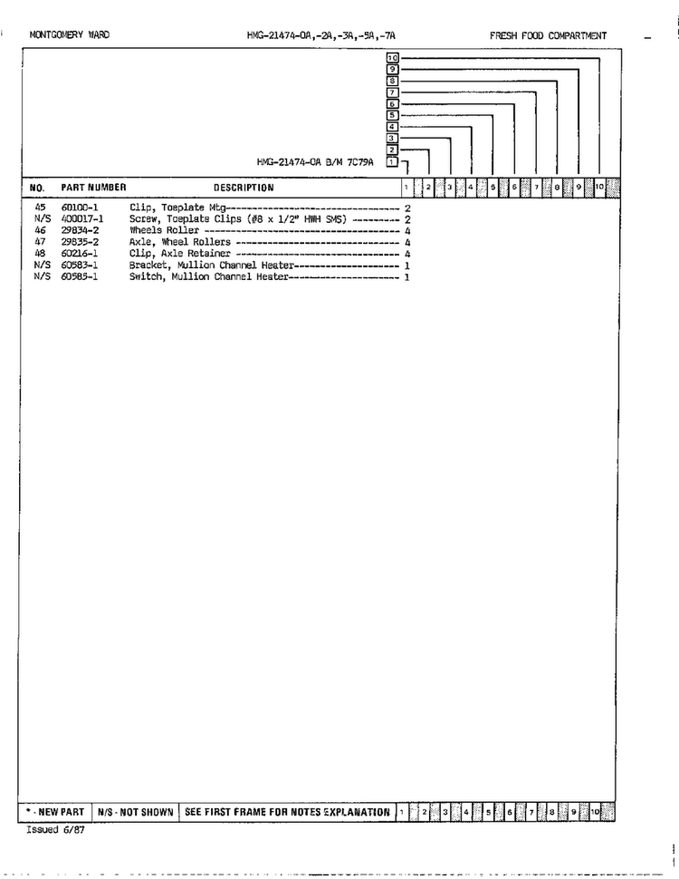 Fresh Food Compartment Page 3 Diagram and Parts List for 21474A  Admiral Refrigerator