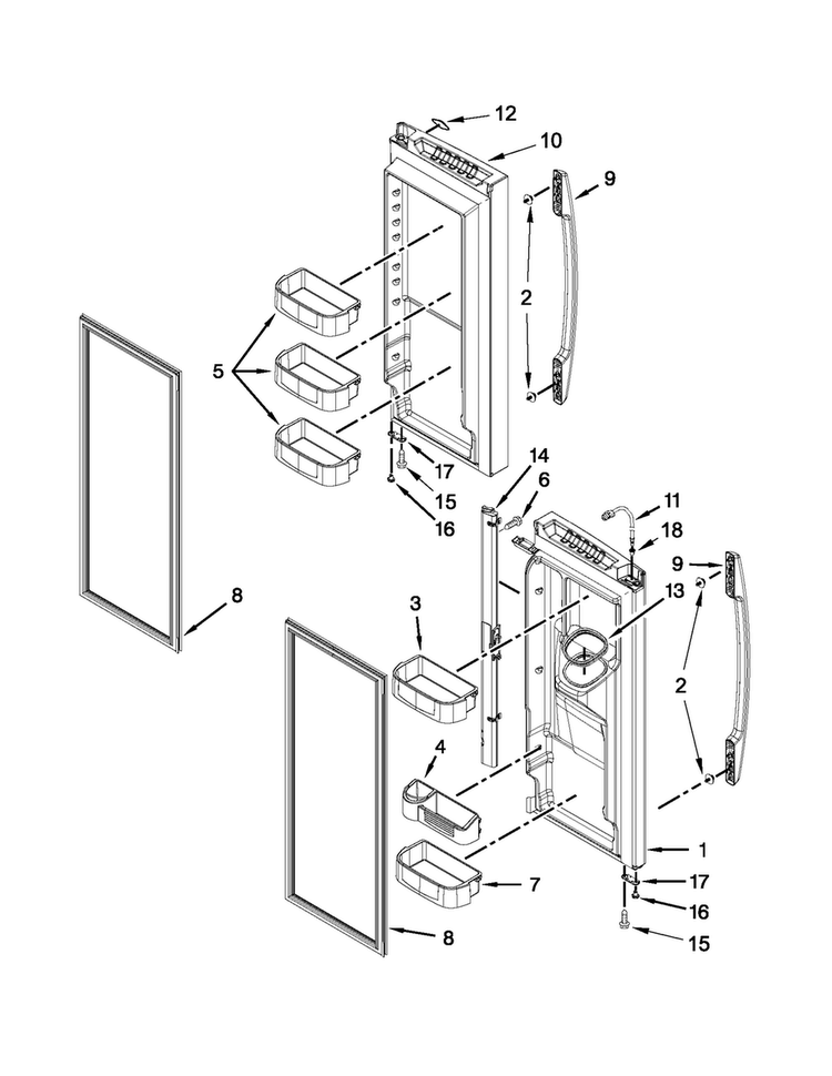Refrigerator Door Parts Diagram and Parts List for MFI2670XEM7  Maytag Refrigerator