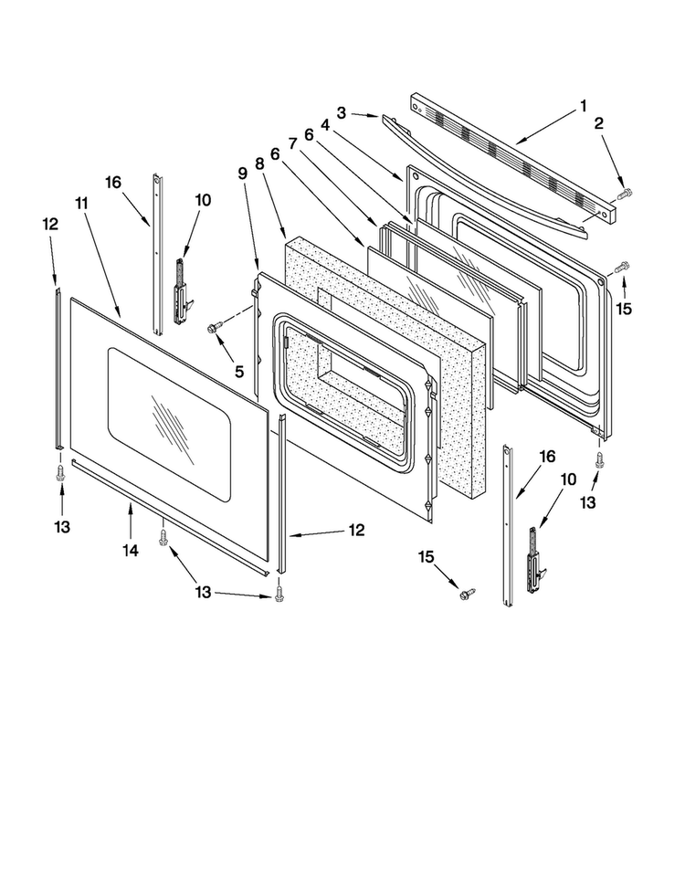 Door Parts Diagram and Parts List for MGR7665WS3  Maytag Range