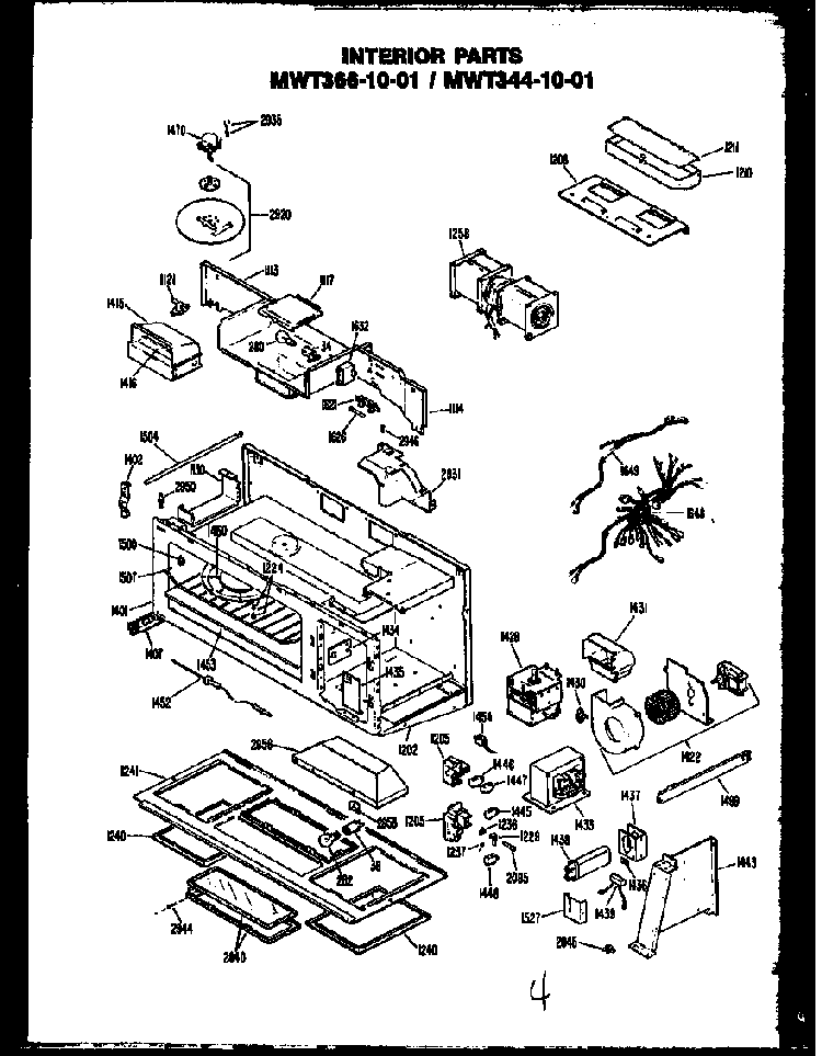 Interior Parts Diagram and Parts List for MWT366 10-01 Caloric Microwave