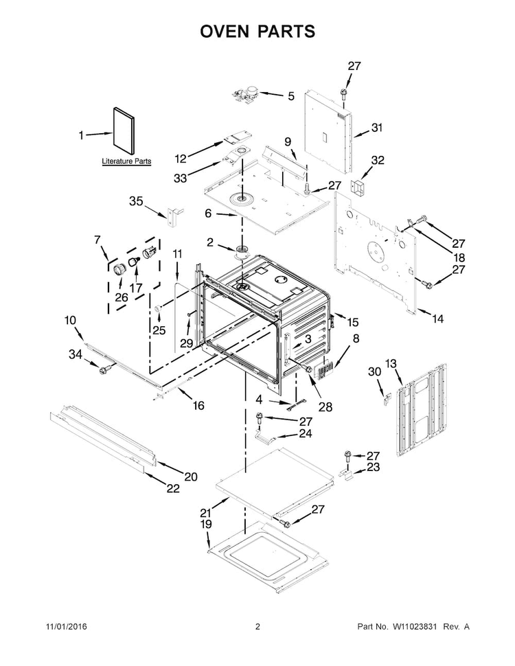 Oven Parts Diagram and Parts List for AWO6313SFS01  Amana Wall Oven