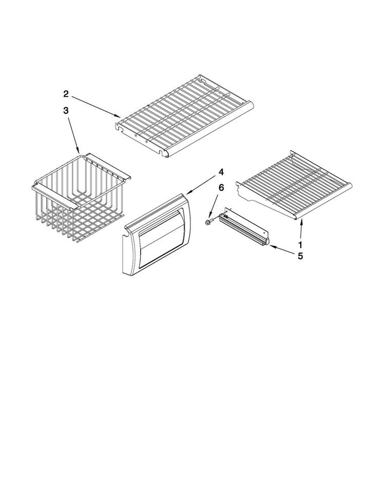 Freezer Shelf Parts Diagram and Parts List for JS42PPDUDB14  Jenn-Air Refrigerator
