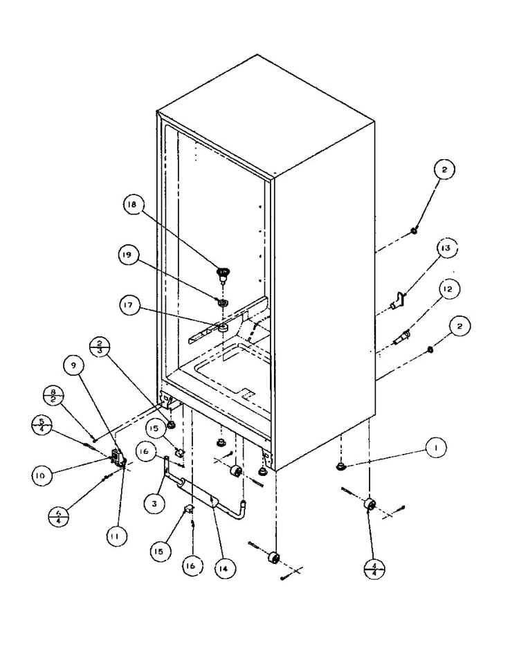 Cabinet Bottom And Back Diagram and Parts List for BZ20QW-P1125507WW  Amana Refrigerator
