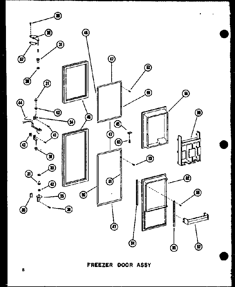 Freezer Door Assy Diagram and Parts List for SRI19W-AG-P60340-24WG  Amana Refrigerator