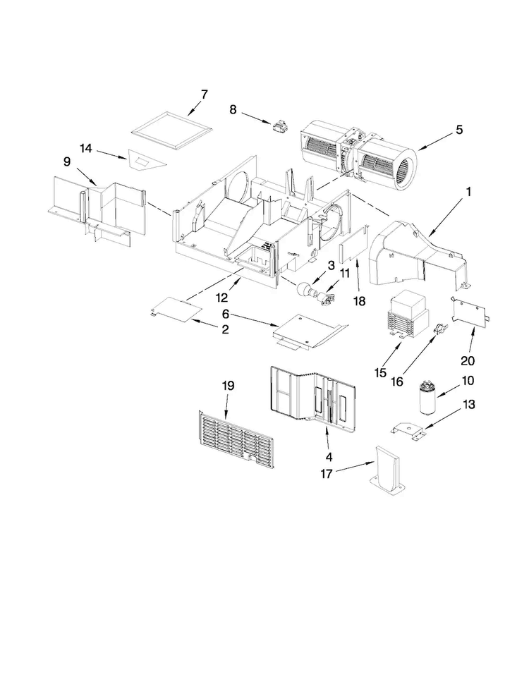 Air Flow Parts Diagram and Parts List for YAMV1160VAS3  Amana Microwave