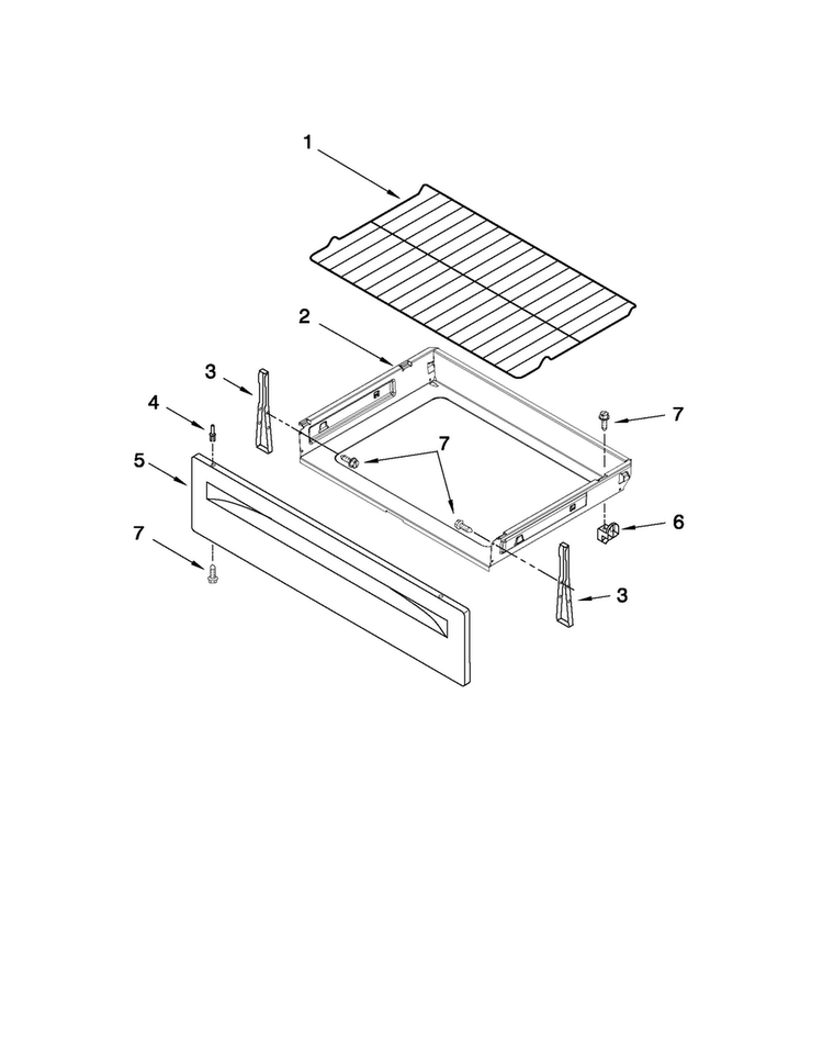 Drawer & Broiler Parts Diagram and Parts List for 4KAER5500AW0  Amana Range