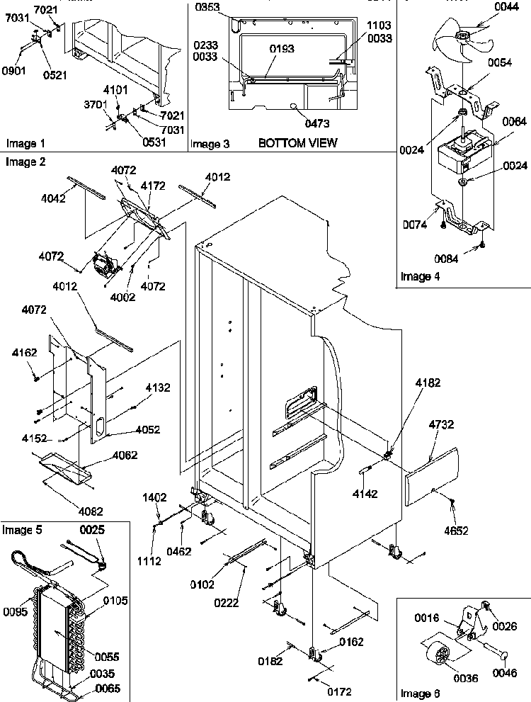 Rollers And Evaporator Assemblies Diagram and Parts List for SBIE20TPW-P1190708WW  Amana Refrigerator