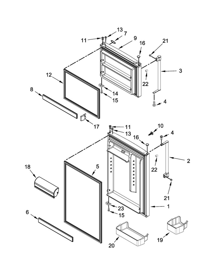 Door Parts Diagram and Parts List for MRT519SZDE00  Maytag Refrigerator