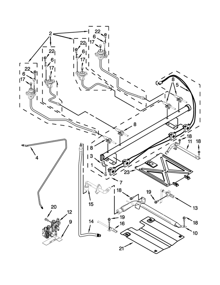 Manifold Parts Diagram and Parts List for MGR7685AB2  Maytag Range