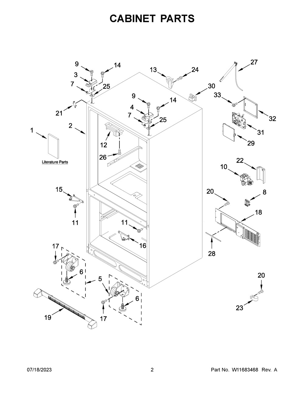 Cabinet Parts Diagram and Parts List for MRFF5036PZ00  Maytag Refrigerator