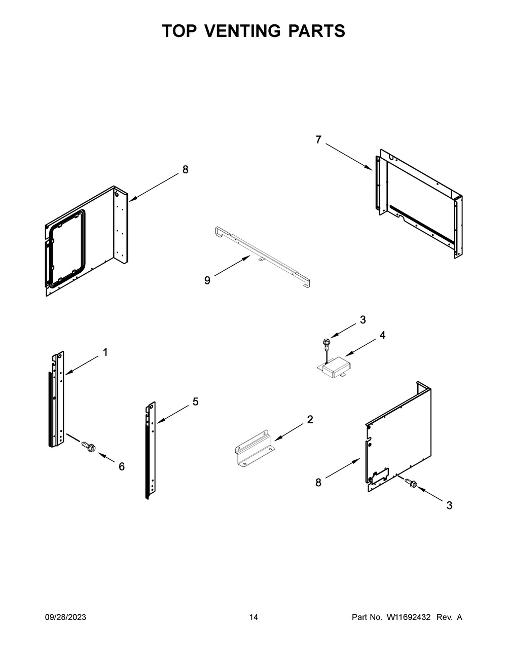 Top Venting Parts Diagram and Parts List for JMW2430LL03  Jenn-Air Microwave Oven Combo