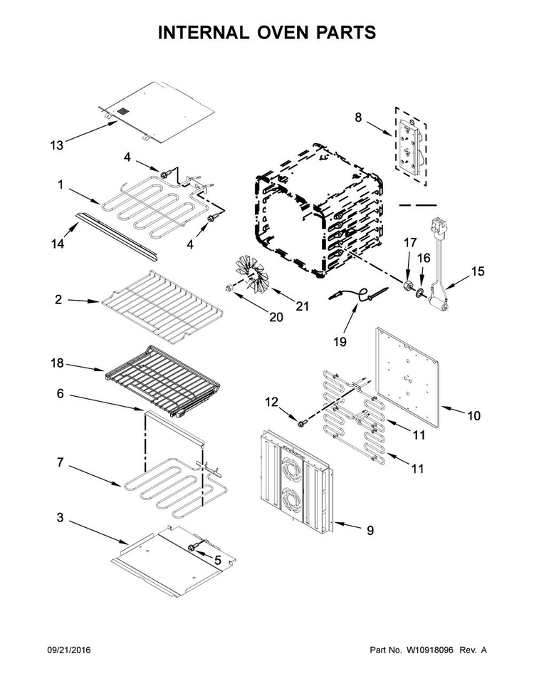 Internal Oven Parts Diagram and Parts List for JJW3430DS02  Jenn-Air Wall Oven