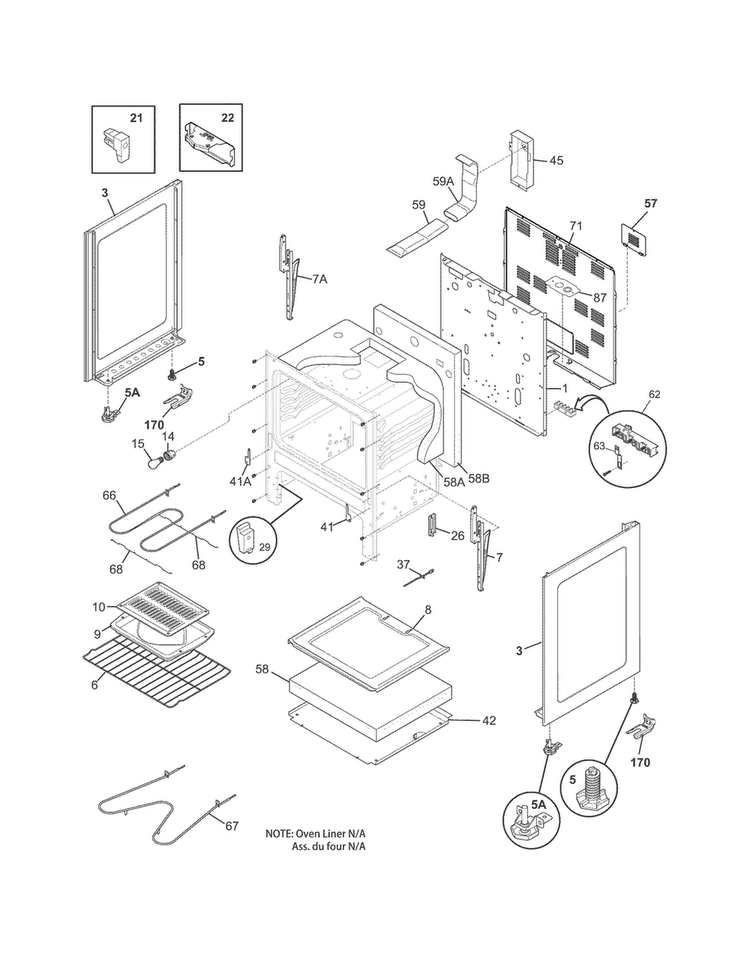 Body Diagram and Parts List for CRE3580PSA  Crosley Range