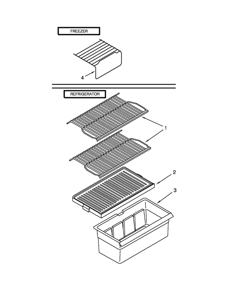 Shelf Parts Diagram and Parts List for A4TCNWFBB01  Amana Refrigerator