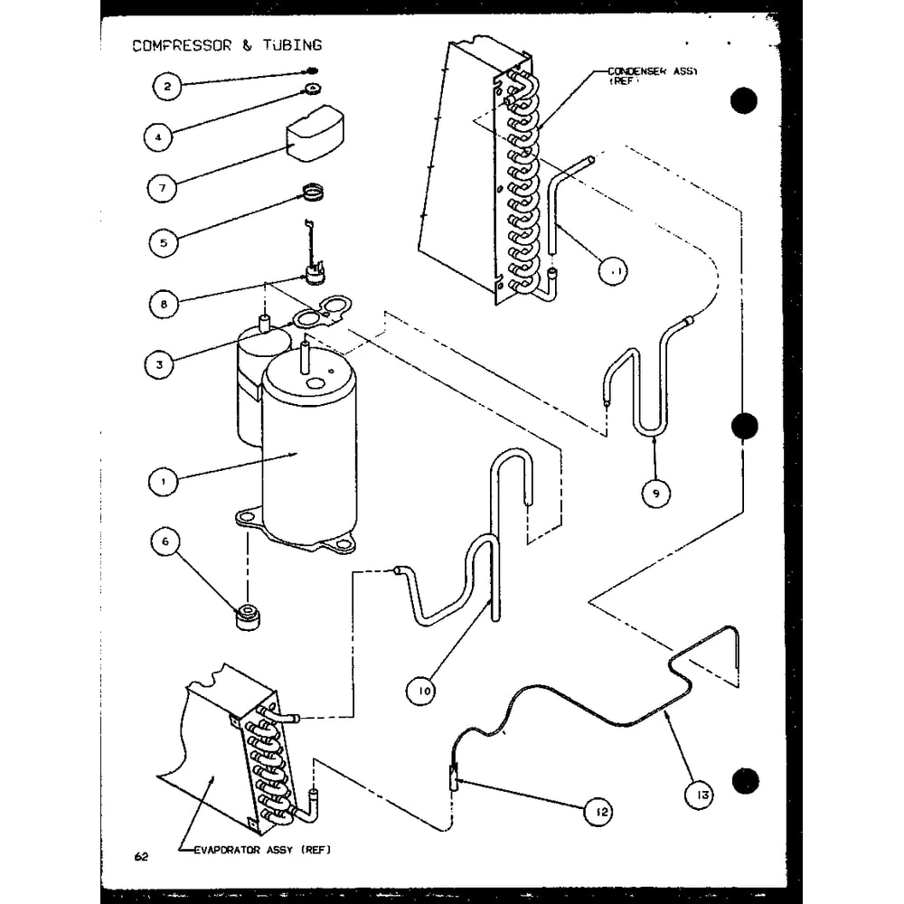Compressor & Tubing 3 Diagram and Parts List for PTC07300ER P9812501R Amana Air Conditioner