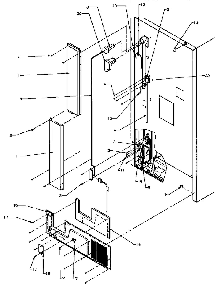 Cabinet Back Diagram and Parts List for TJ18R8L-P1181715WL  Amana Refrigerator