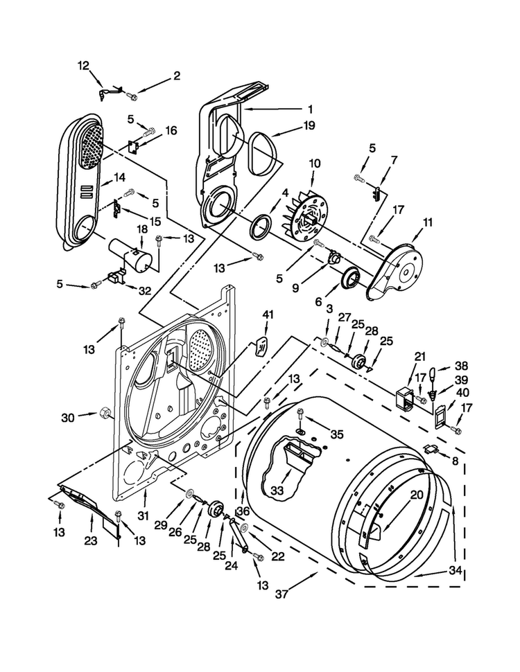 Bulkhead Parts Diagram and Parts List for MGDX500BW0  Maytag Dryer