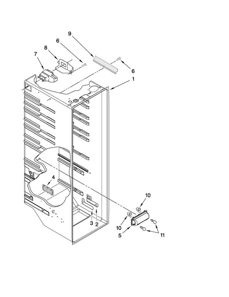 Refrigerator Liner Parts Diagram and Parts List for 5MS224NEWW00  Maytag Refrigerator