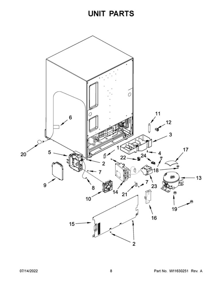 Unit Parts Diagram and Parts List for JUCFP242HM11  Maytag Refrigerator