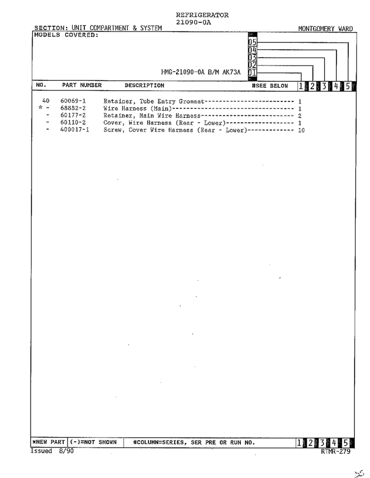 Unit Compartment And System Page 3 Diagram and Parts List for 21090-0A  Admiral Refrigerator