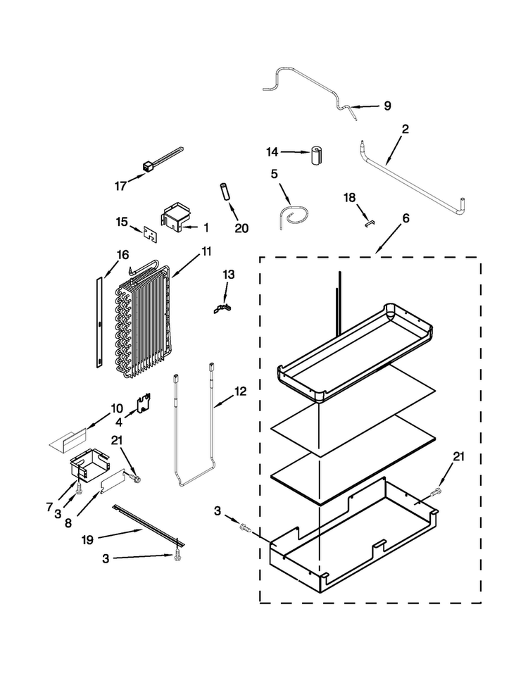 Lower Unit And Tube Parts Diagram and Parts List for JS42SEDUDW15  Jenn-Air Refrigerator