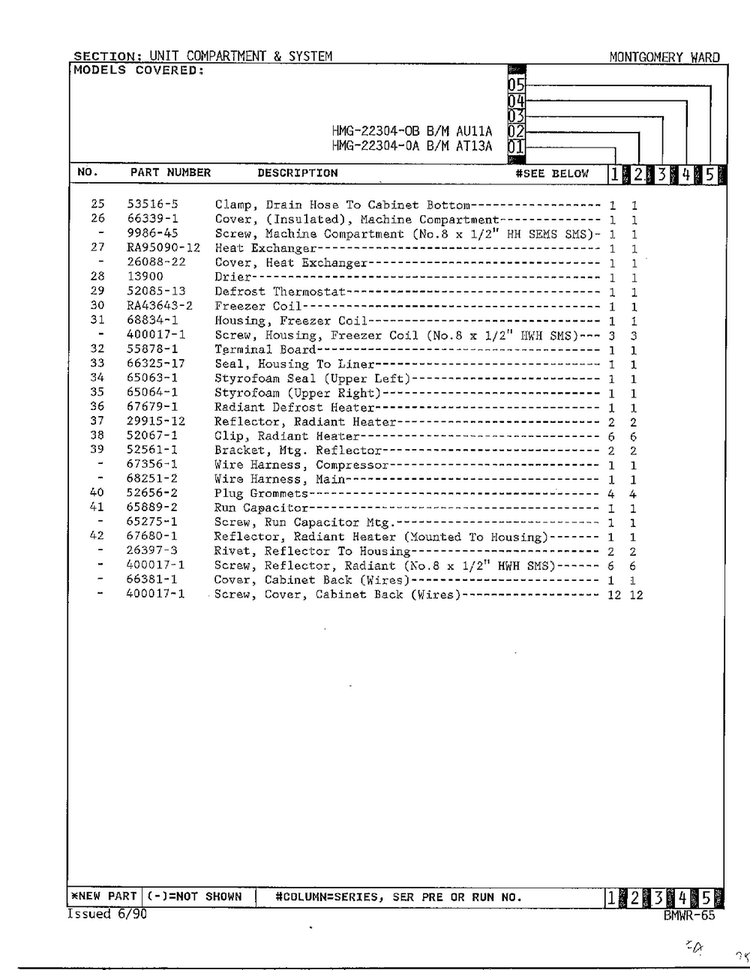 Unit Compartment And Shelves Page 3 Diagram and Parts List for 22304-0B  Admiral Refrigerator