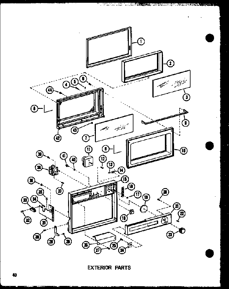 Exterior Parts Diagram and Parts List for R-2 P71306-2M Amana Microwave
