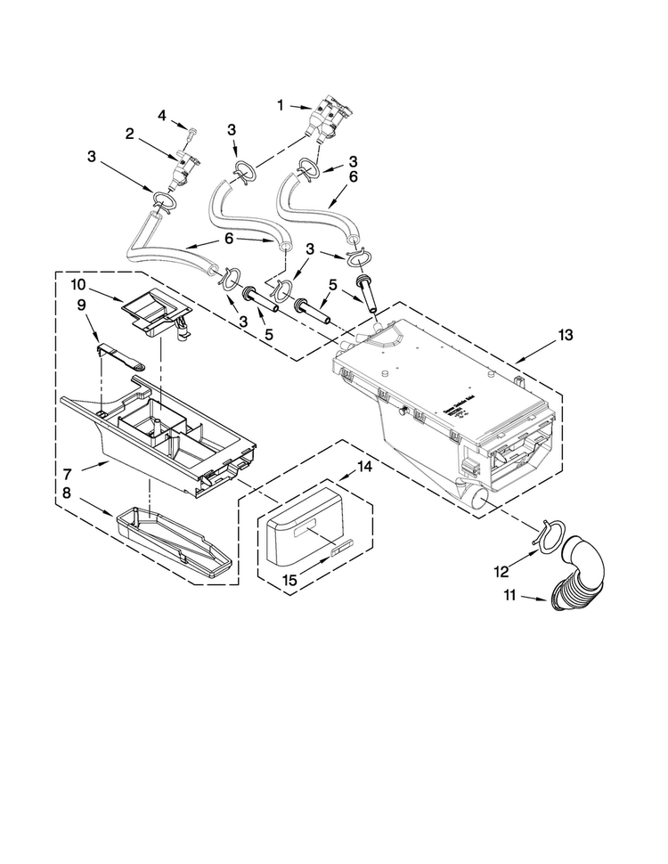Dispenser Parts Diagram and Parts List for MHWZ400TQ03  Maytag Washer