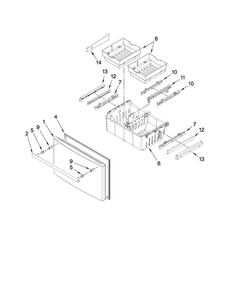 Freezer Door Parts Diagram and Parts List for JFI2089WES5  Jenn-Air Refrigerator