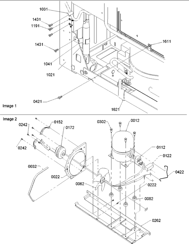Machine Compartment Diagram and Parts List for BRF20VE-P1321303WE  Amana Refrigerator