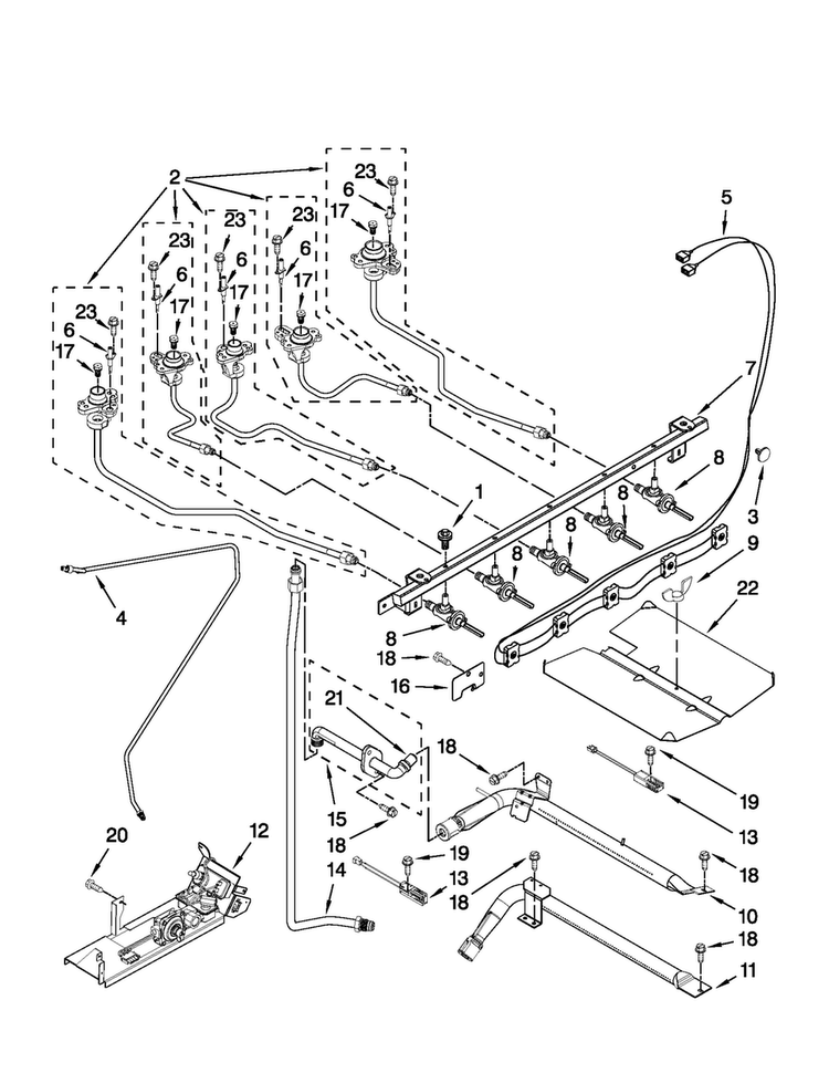 Manifold Parts Diagram and Parts List for MGR8670WB1  Maytag Range