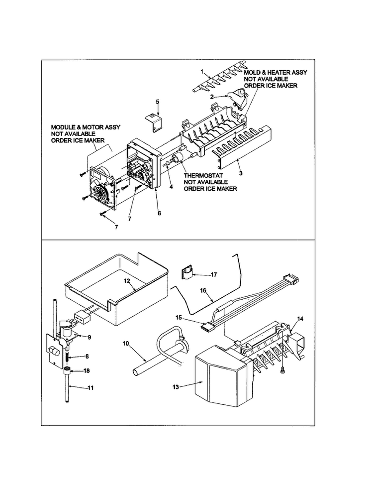 Optional Ice Maker Kit Diagram and Parts List for ABD2533DES0  Amana Refrigerator