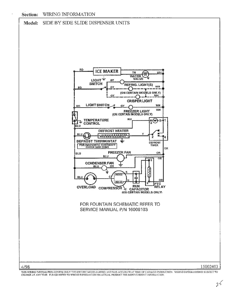 Wiring Information Diagram and Parts List for HMG671580  Admiral Refrigerator