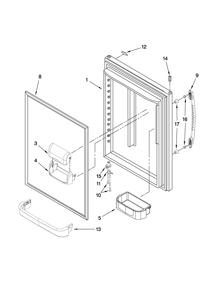 Refrigerator Door Parts Diagram and Parts List for MBF2258WES2  Maytag Refrigerator