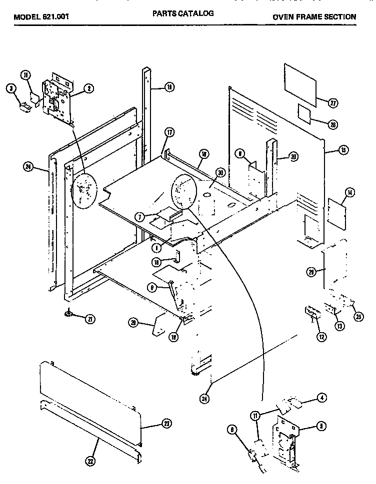 03 - OVEN FRAME SECTION Diagram and Parts List for 621001  Maytag Microwave